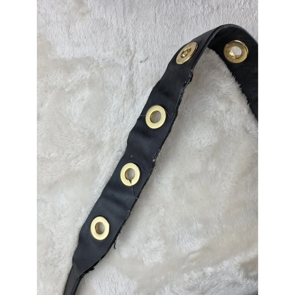 Michael Kors Black Leather‎ Hobo Shoulder Bag Gold Tone Grommets